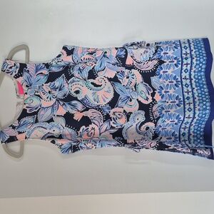Lilly Pulitzer Donna Romper In High Tide Navy Holy Flockamolie Size 8